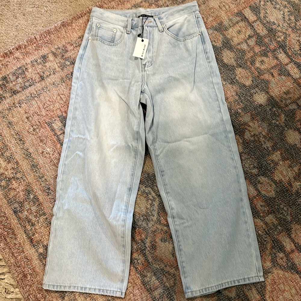 Miou Muse The Thea Adjustable Waist Crop Denim nwt size M